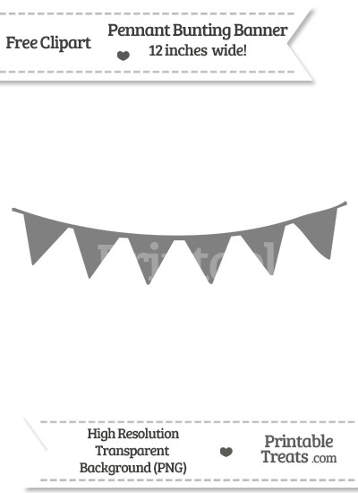 Grey Pennant Bunting Banner Clipart from PrintableTreats.com