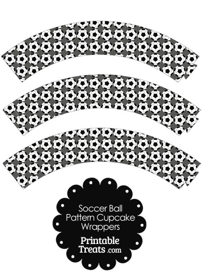 Grey Soccer Ball Pattern Cupcake Wrappers from PrintableTreats.com