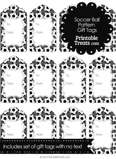 Grey Soccer Ball Pattern Gift Tags from PrintableTreats.com