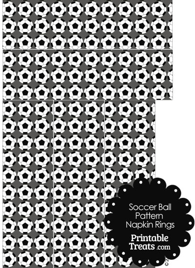 Grey Soccer Ball Pattern Napkin Rings from PrintableTreats.com