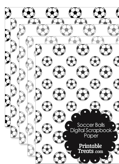 Grey Soccer Digital Scrapbook Paper from PrintableTreats.com