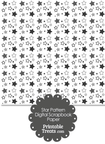 Grey Star Pattern Digital Scrapbook Paper from PrintableTreats.com