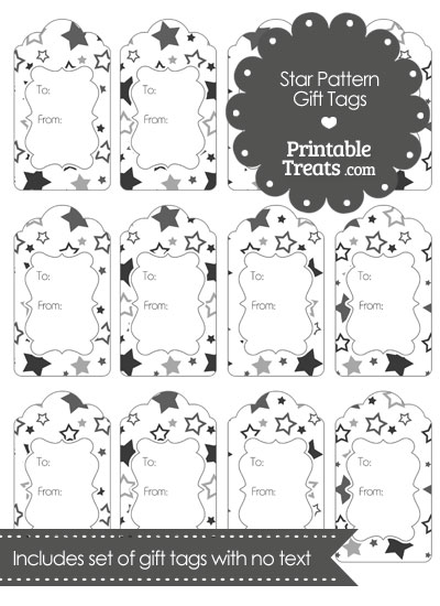 Grey Star Pattern Gift Tags from PrintableTreats.com