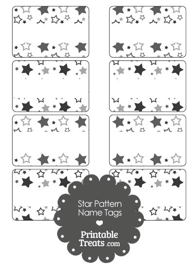 Grey Star Pattern Name Tags from PrintableTreats.com