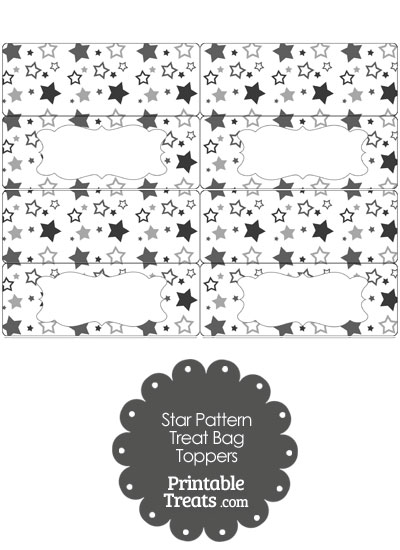 Grey Star Pattern Treat Bag Toppers from PrintableTreats.com