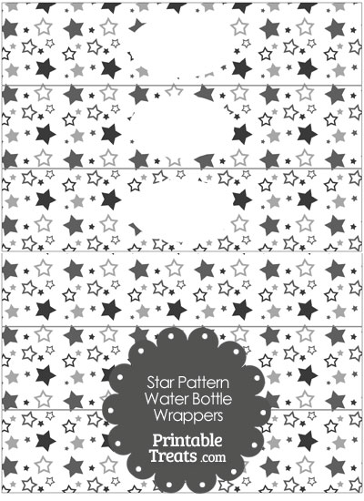 Grey Star Pattern Water Bottle Wrappers from PrintableTreats.com