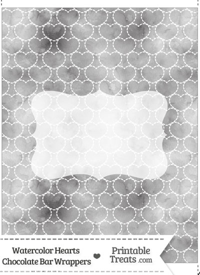 Grey Watercolor Hearts Chocolate Bar Wrappers from PrintableTreats.com