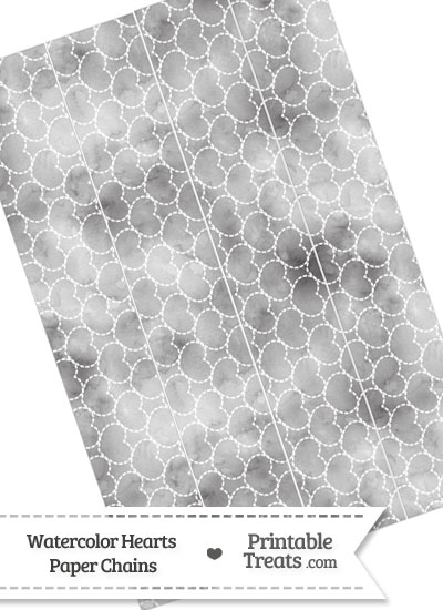 Grey Watercolor Hearts Paper Chains from PrintableTreats.com