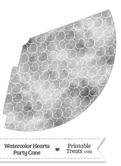 Grey Watercolor Hearts Party Cone from PrintableTreats.com