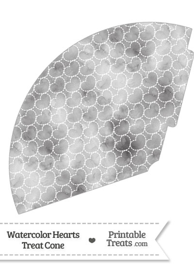 Grey Watercolor Hearts Treat Cone from PrintableTreats.com