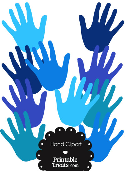 Hand Clipart in Shades of Blue from PrintableTreats.com