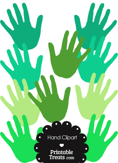 Hand Clipart in Shades of Green from PrintableTreats.com