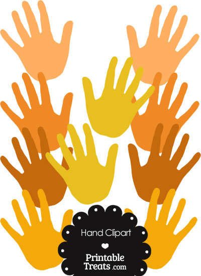 Hand Clipart in Shades of Orange from PrintableTreats.com