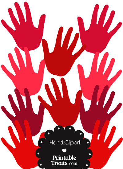 Hand Clipart in Shades of Red from PrintableTreats.com