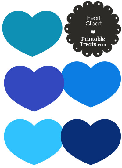 Heart Clipart in Shades of Blue from PrintableTreats.com