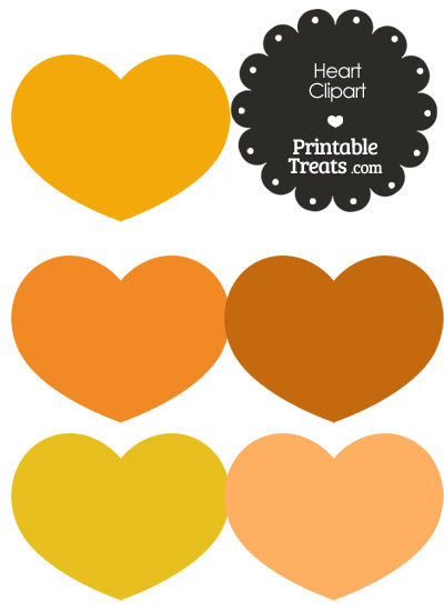 Heart Clipart in Shades of Orange from PrintableTreats.com