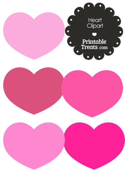 Heart Clipart in Shades of Pink from PrintableTreats.com