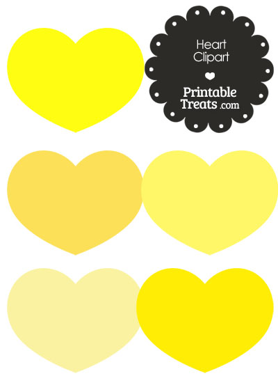 Heart Clipart in Shades of Yellow from PrintableTreats.com