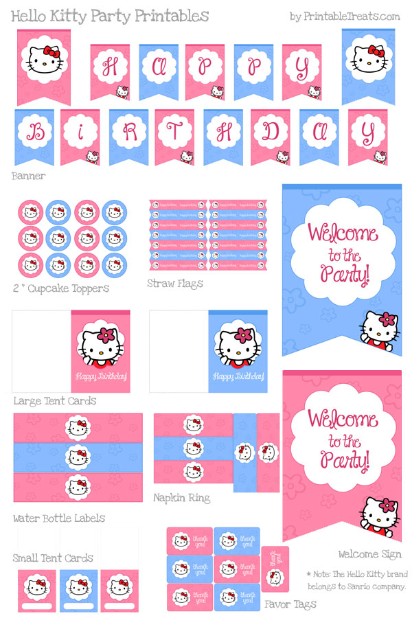 hello kitty birthday party printables printable treats com