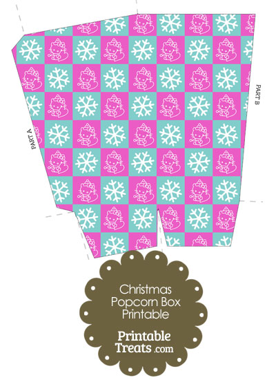 Hello Kitty Christmas Checkered Popcorn Box from PrintableTreats.com