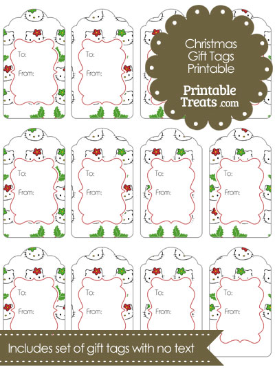 Hello Kitty Christmas Holly Gift Tags from PrintableTreats.com