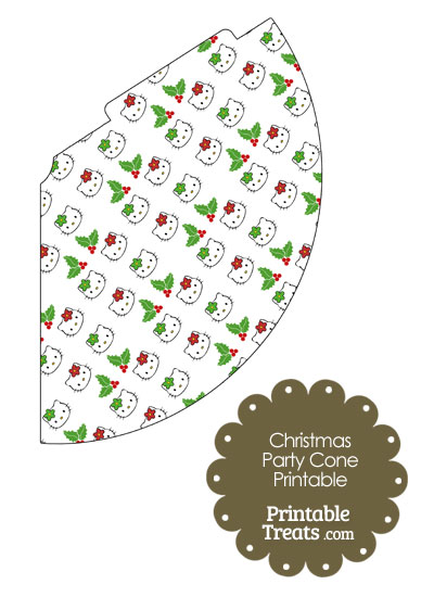 Hello Kitty Christmas Holly Party Cone from PrintableTreats.com