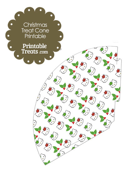 Hello Kitty Christmas Holly Printable Treat Cone from PrintableTreats.com