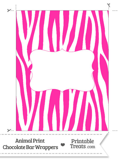 Hot Pink and White Zebra Print Chocolate Bar Wrappers from PrintableTreats.com
