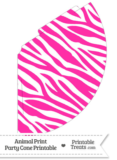 Hot Pink and White Zebra Print Party Cone from PrintableTreats.com