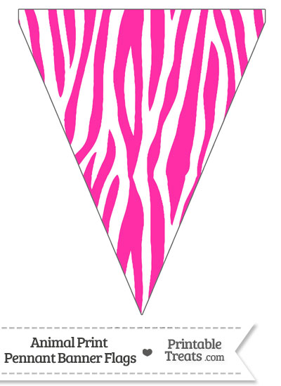Hot Pink and White Zebra Print Pennant Banner Flag from PrintableTreats.com