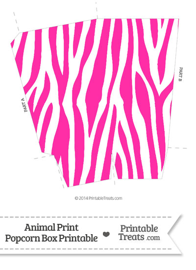 Hot Pink and White Zebra Print Popcorn Box from PrintableTreats.com