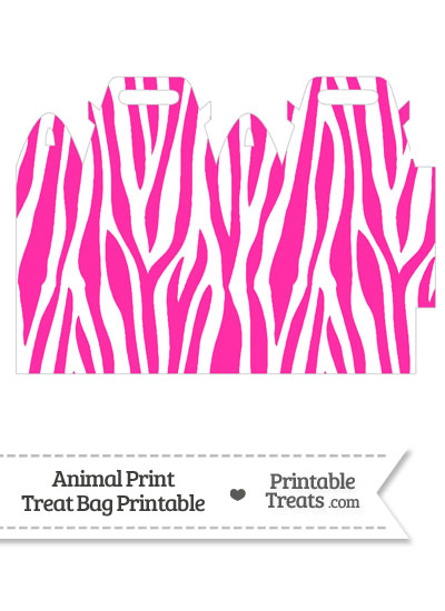Hot Pink and White Zebra Print Treat Bag from PrintableTreats.com