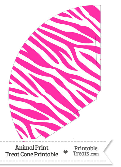 Hot Pink and White Zebra Print Treat Cone from PrintableTreats.com