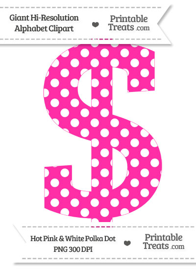 Hot Pink Polka Dot Dollar Sign Clipart from PrintableTreats.com