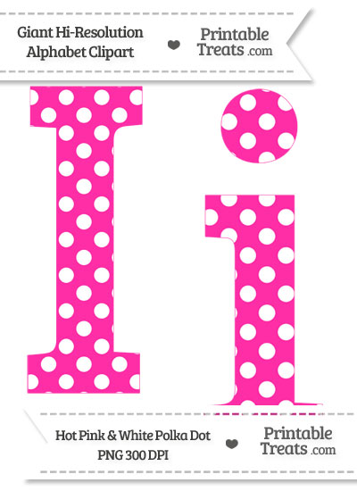 Hot Pink Polka Dot Letter I Clipart from PrintableTreats.com