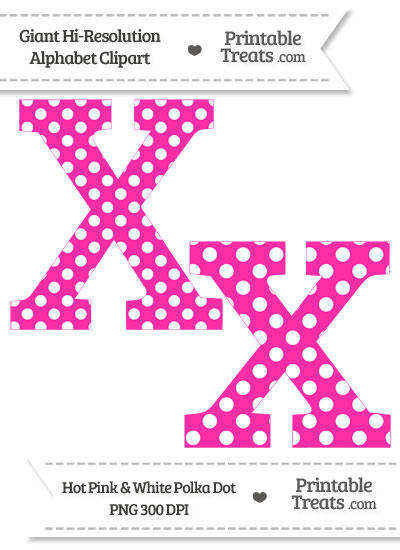 Hot Pink Polka Dot Letter X Clipart from PrintableTreats.com