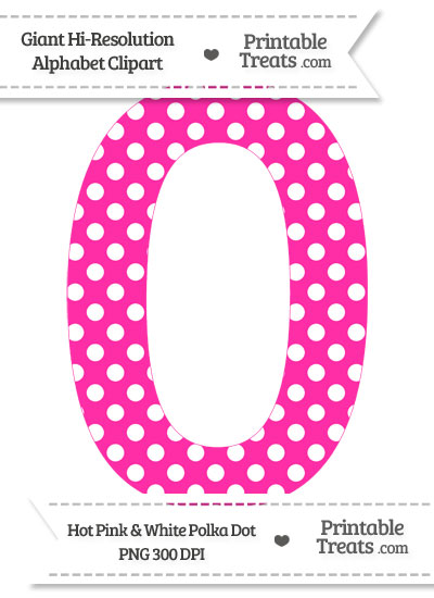 Hot Pink Polka Dot Number 0 Clipart from PrintableTreats.com