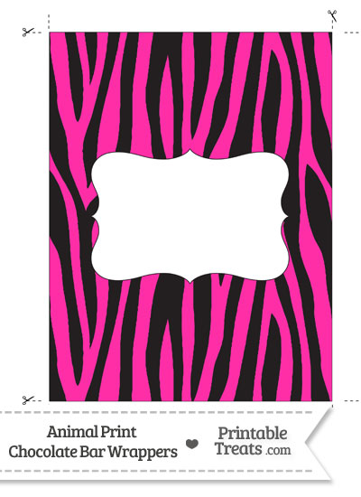 Hot Pink Zebra Print Chocolate Bar Wrappers from PrintableTreats.com