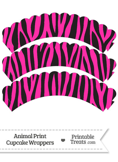 Hot Pink Zebra Print Scalloped Cupcake Wrappers from PrintableTreats.com