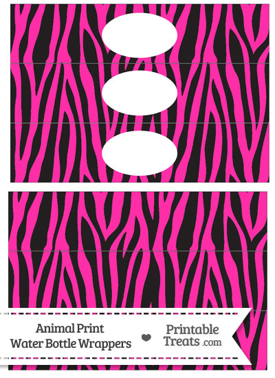 Hot Pink Zebra Print Water Bottle Wrappers from PrintableTreats.com