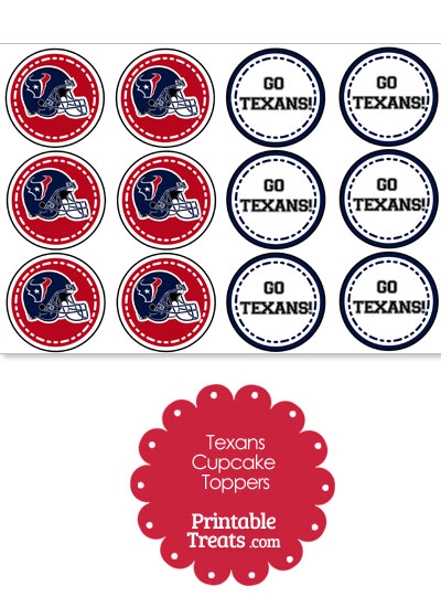 Houston Texans Cupcake Toppers from PrintableTreats.com