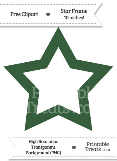 Hunter Green Star Frame Clipart from PrintableTreats.com