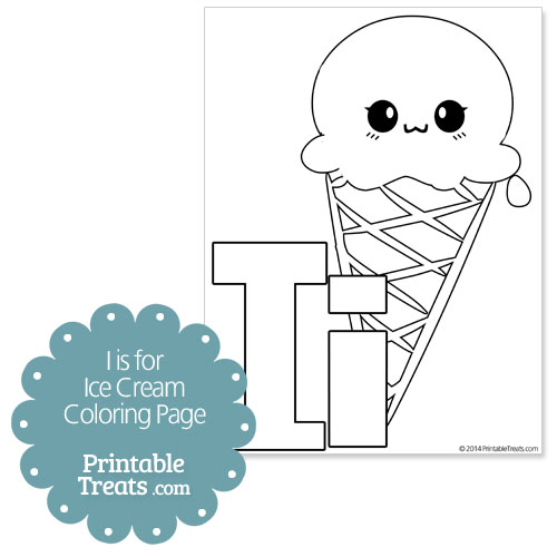 i is for ice cream coloring page