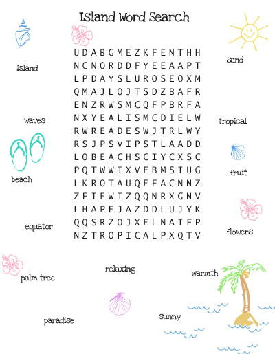 island word search puzzle