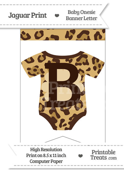 Jaguar Print Baby Onesie Bunting Banner Letter B from PrintableTreats.com