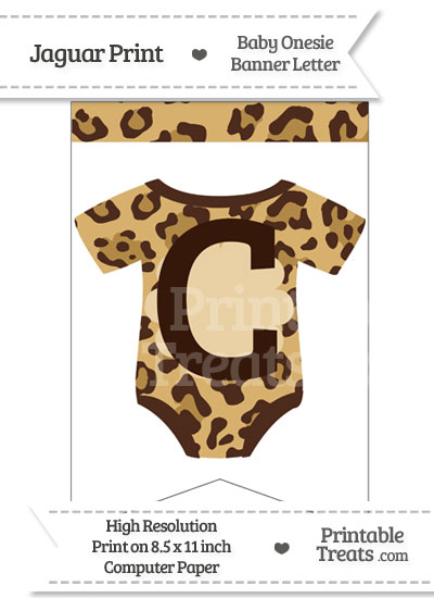 Jaguar Print Baby Onesie Bunting Banner Letter C from PrintableTreats.com