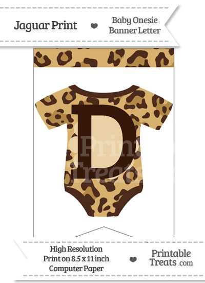 Jaguar Print Baby Onesie Bunting Banner Letter D from PrintableTreats.com