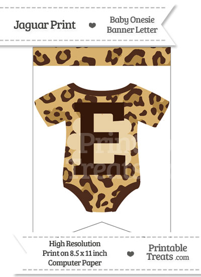 Jaguar Print Baby Onesie Bunting Banner Letter E from PrintableTreats.com