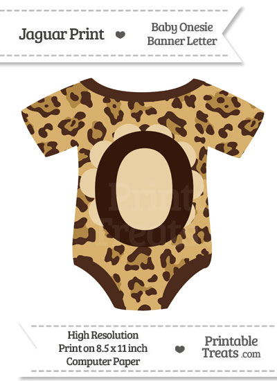 Jaguar Print Baby Onesie Shaped Banner Letter O from PrintableTreats.com