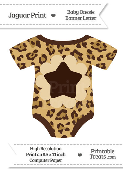 Jaguar Print Baby Onesie Shaped Banner Star End Flag from PrintableTreats.com
